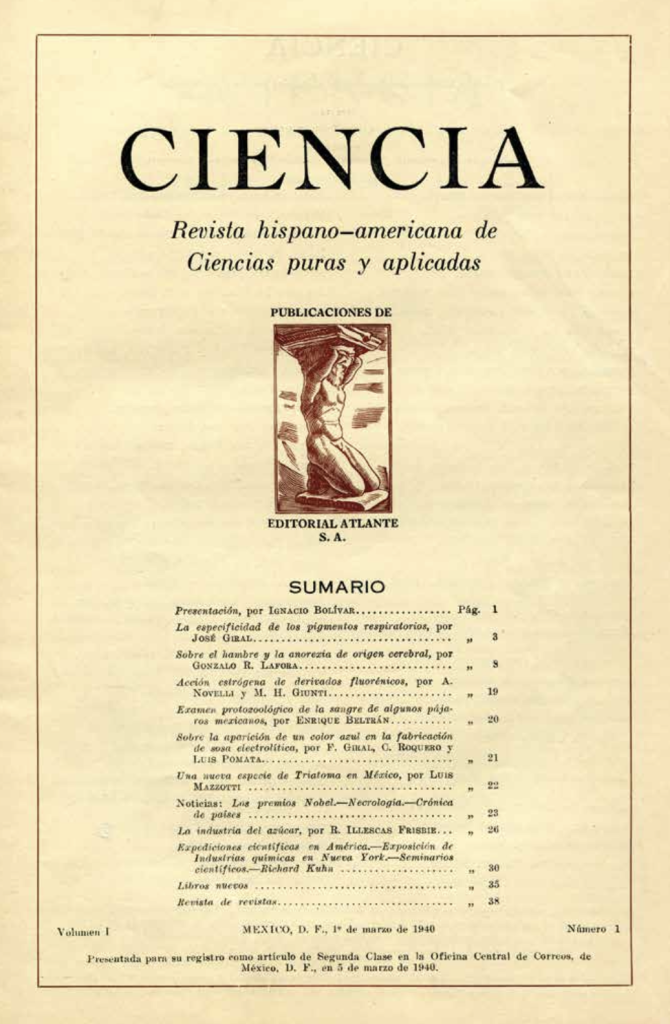 Portada del primer número de la revista Ciencia de la AMC
